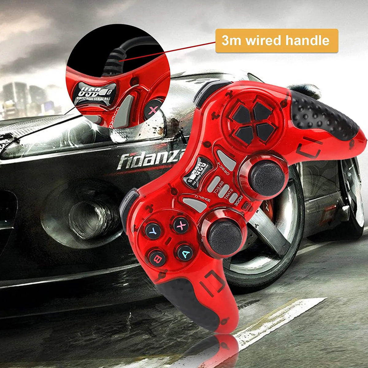 DIWROLY Sony PS3 Controller &ndash; Dual-Vibration Turbo USB Wired Gamepad