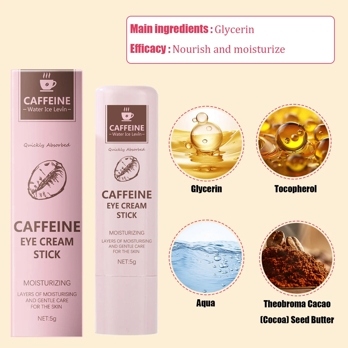 Water Ice Levin Caffeine Eye Cream Stick &ndash; Nourishes Skin and Brightens Eyes