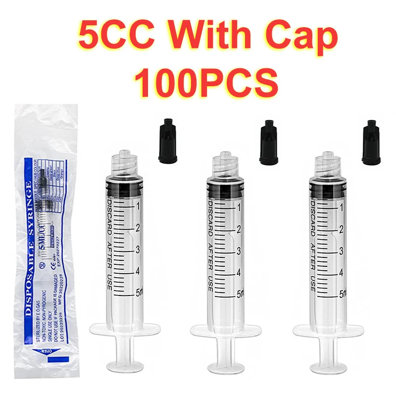 Seringa Luer Lock de 5ml com Tampa, Esterilizada, Embalada Individualmente para Cola