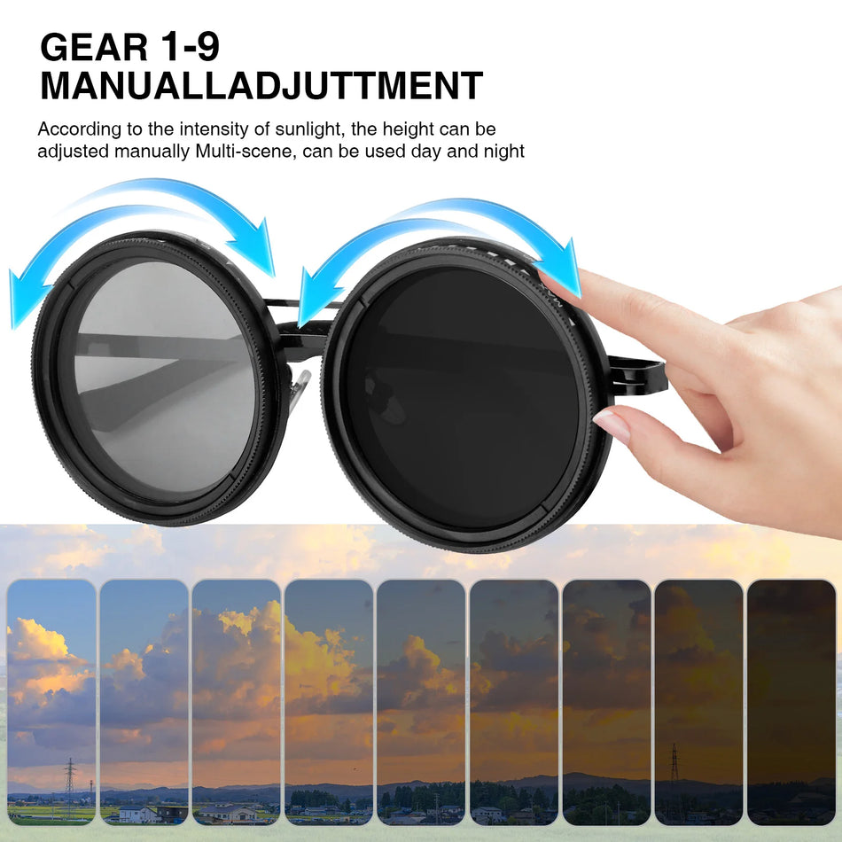 Säädettävät värisävyt aurinkolasit ND-suodatin polarisoitu linssi