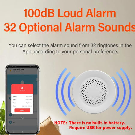 Tuya WiFi Siren Alarm - Smart Home Security 100dB Speaker, Alexa &amp; Tuya Compatible