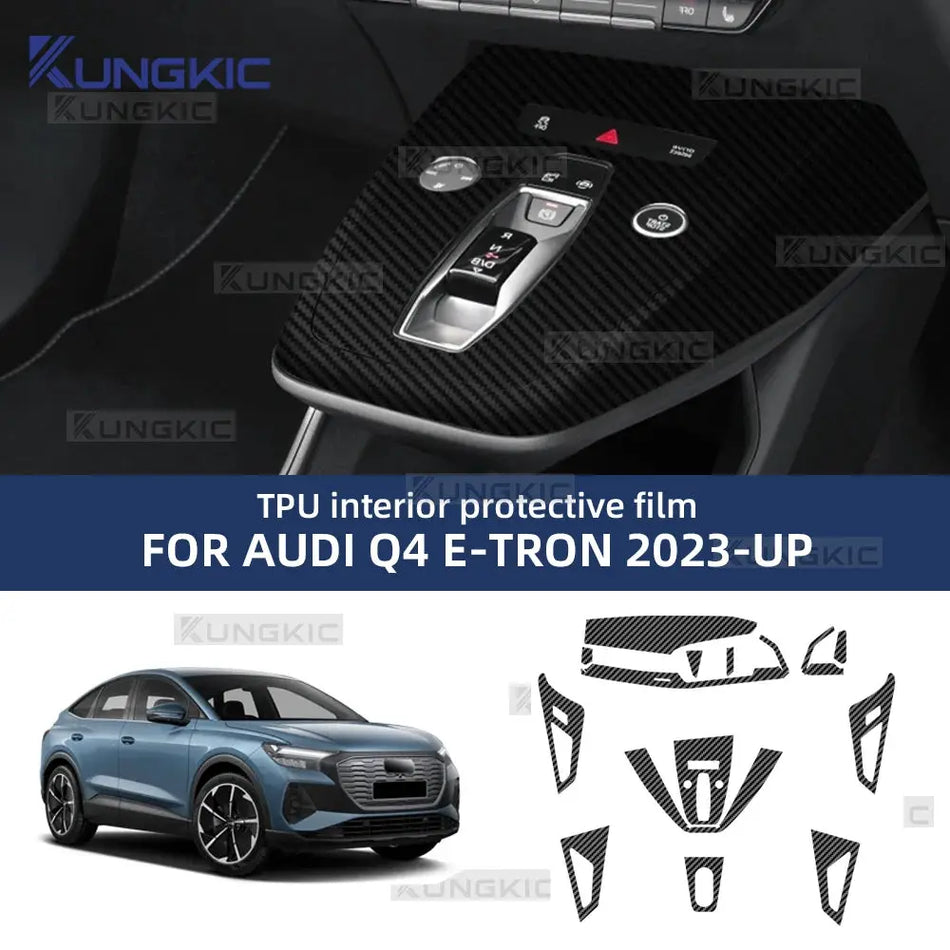 Center Console Protector With Carbon Fiber Texture For Audi Q4 e-tron by InterCyprus Trading Ltd