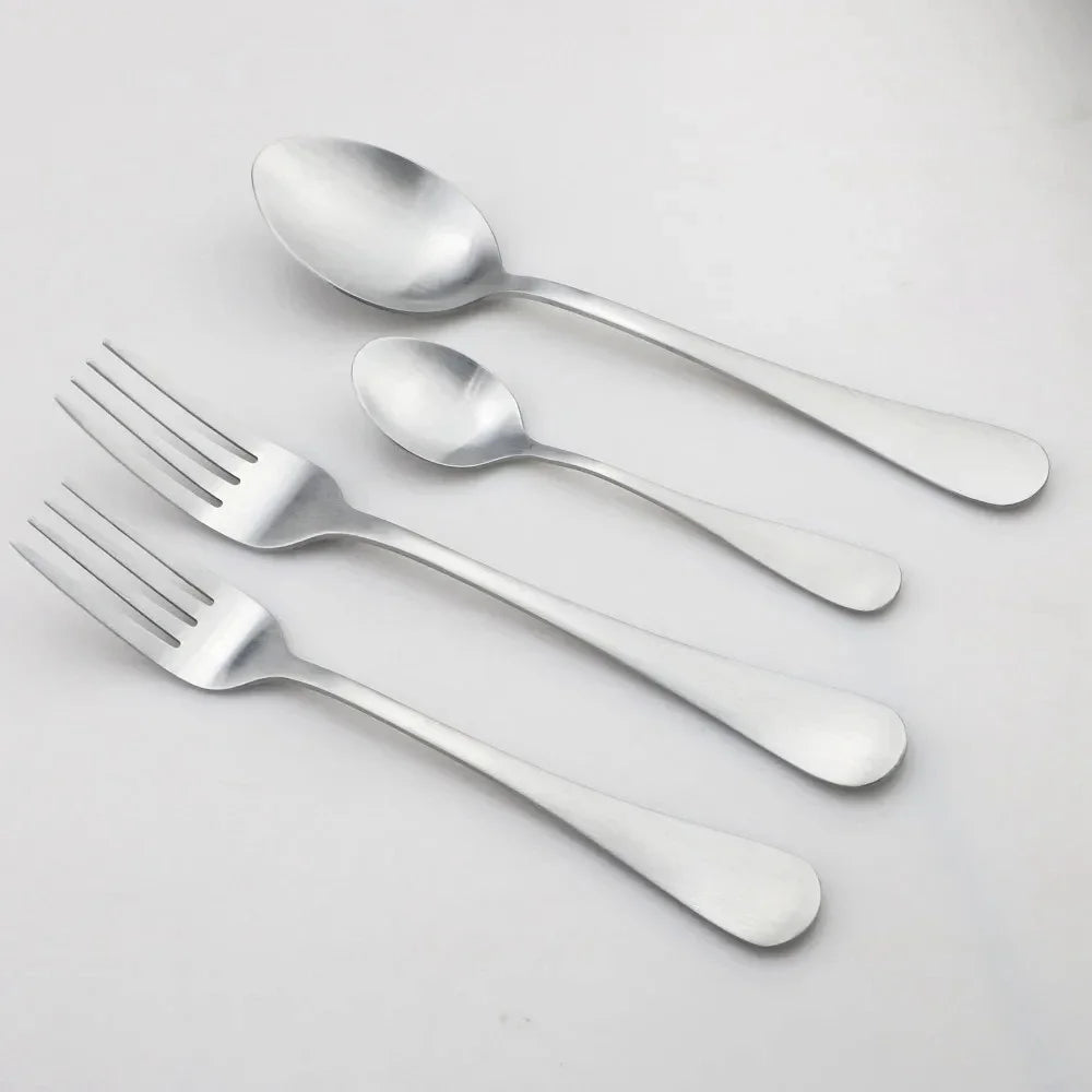 Matte Silver Cutlery Set &ndash; Eco-Friendly Stainless Steel Dinnerware