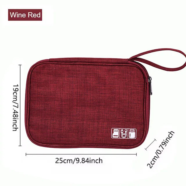Waterproof USB Cable Organizer &ndash; Travel Ready Slim Design A Wine Red