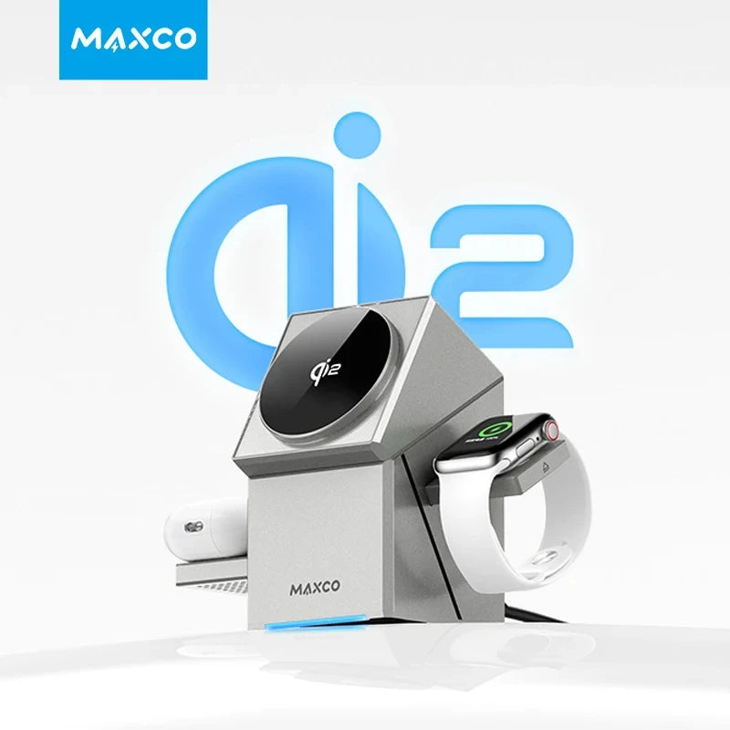 Încărcător Wireless Magnetic Qi2 3 în 1 pentru iPhone și Watch