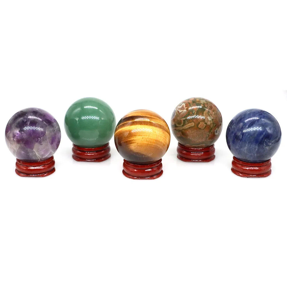 40mm Natural Stones Ball Reiki Crystal Sphere &ndash; Chakra Gems