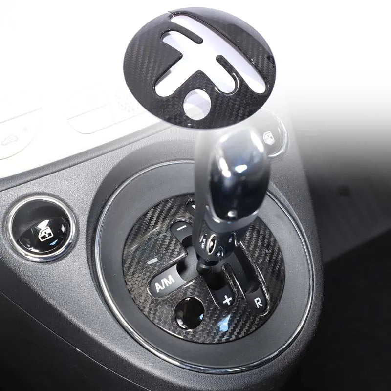 Prawdziwa włókno węglowe osłona podstawy centralnej dźwigni biegów Fiat 500 od 2016 roku