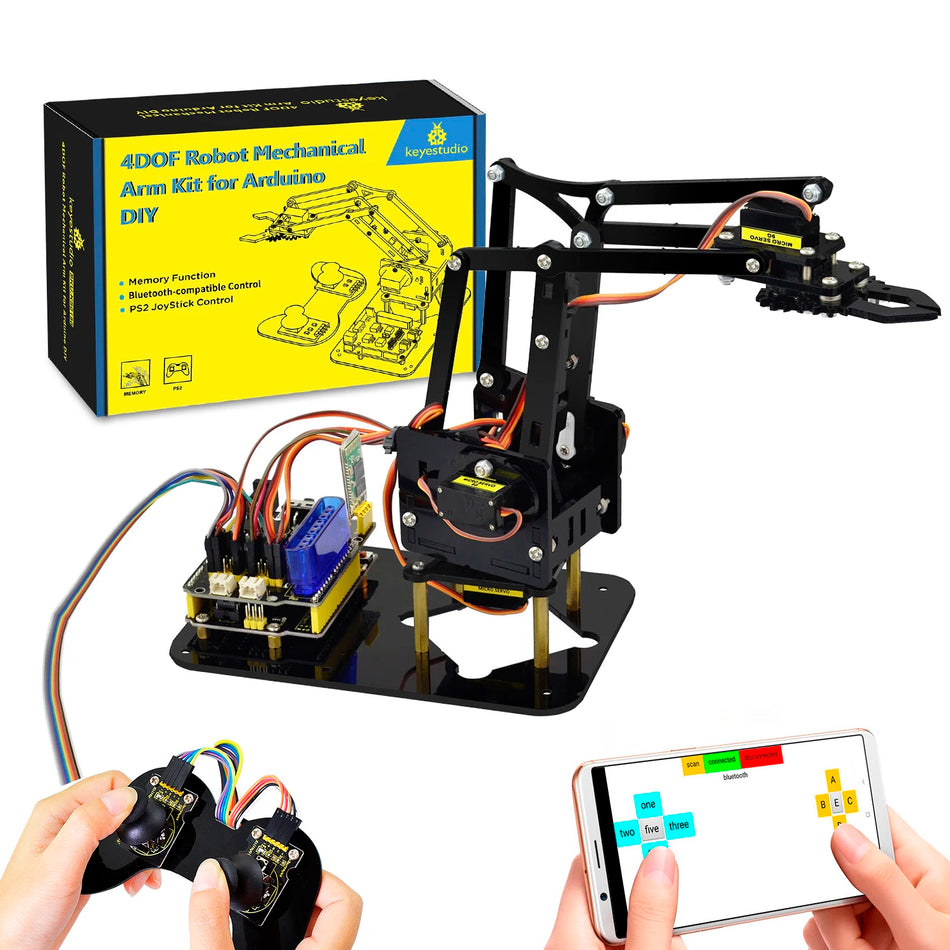 Kit de bras robotique 4DOF Keyestudio STEM avec contrôle PS2 pour Arduino