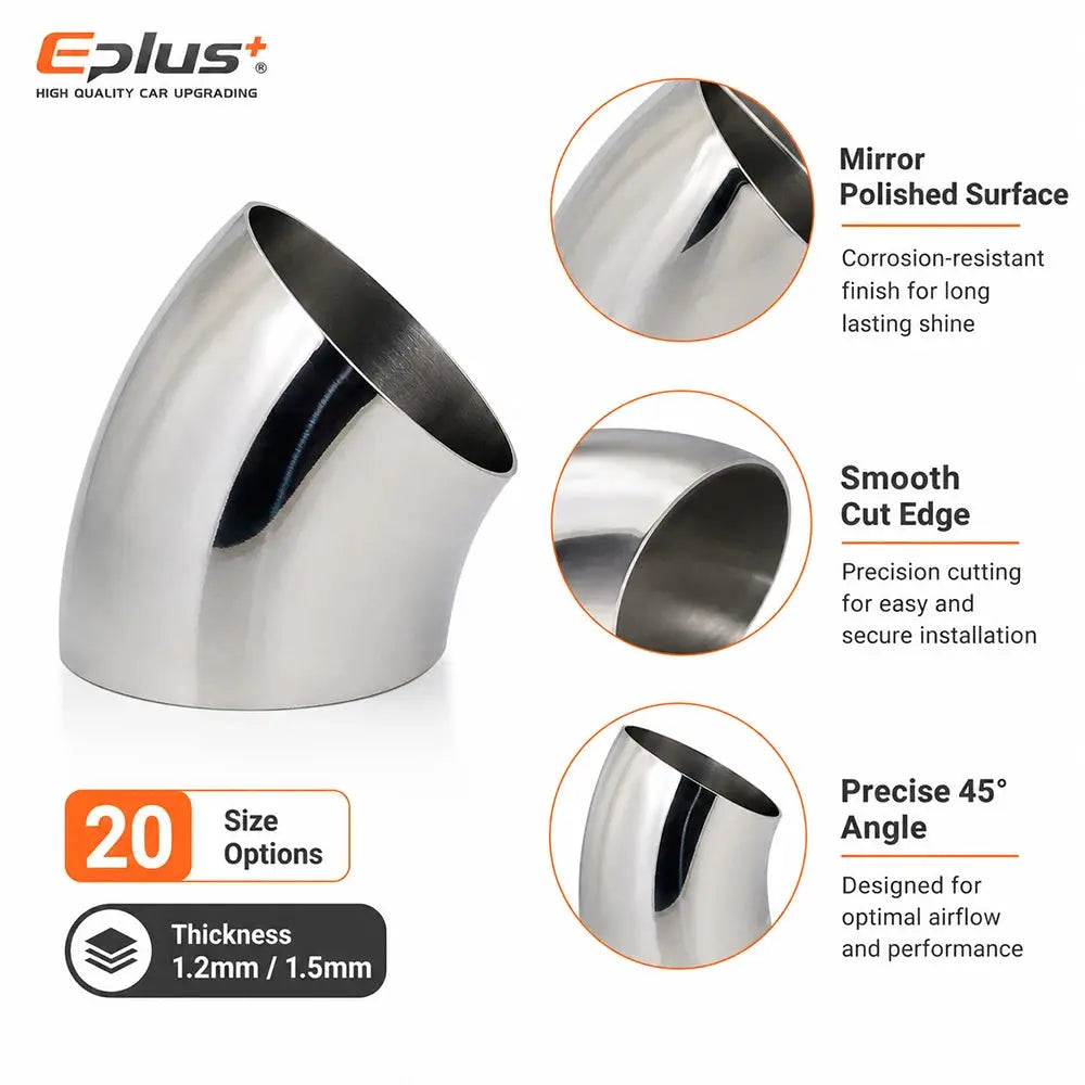 10PCS Universal Stainless Steel 45 Degree Elbow Pipe Polished Weld‑On Pipe Fitting Bend Tube for Car Exhaust Muffler Replacement by InterCyprus Trading Ltd