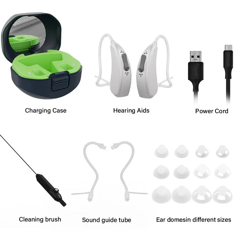 MUOXI Bluetooth Rechargeable Hearing Aids with 30 Channels and Magnetic Charging