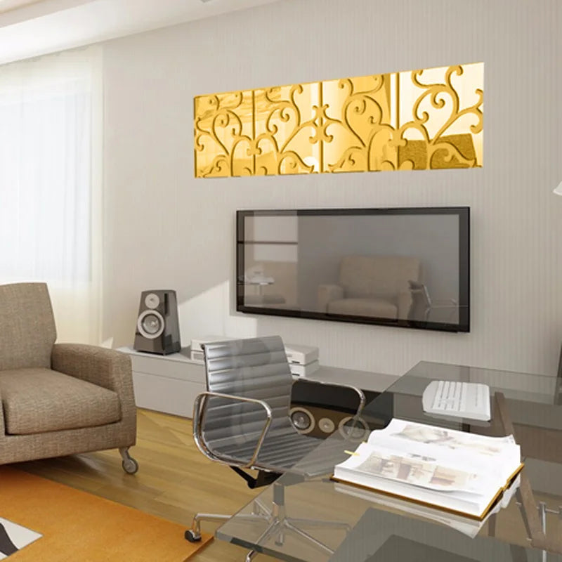Acrylic Mirror Wall Stickers Removable Home Decor Set