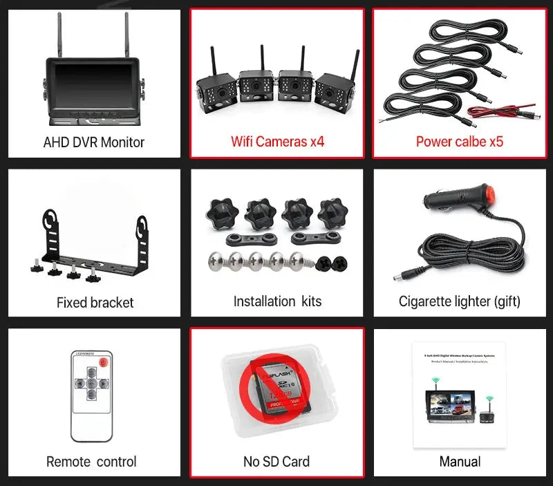 7 Inch HD AHD Car Monitor With 4 Channel DVR Wireless Backup Camera by InterCyprus Trading Ltd