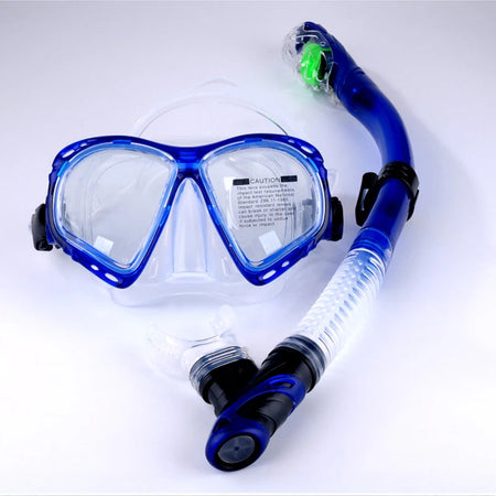 QYQ Professional Diving Mask Set &ndash; Waterproof Full Dry Snorkel System Blue / CN