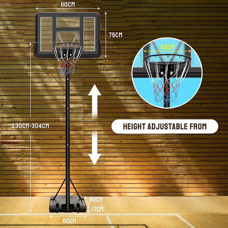 Регулируем баскетболен кош на колела с основа за вода и пясък