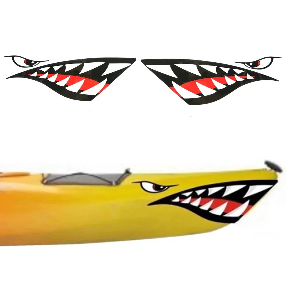 Shark Teeth Waterproof Decals for Kayaks, Canoes, and Vehicles 1 set