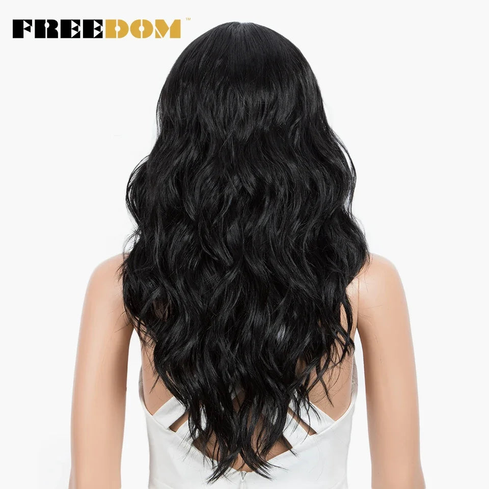 FREEDOM Ombre Blonde Body Wave Lace Front Wig with Bangs