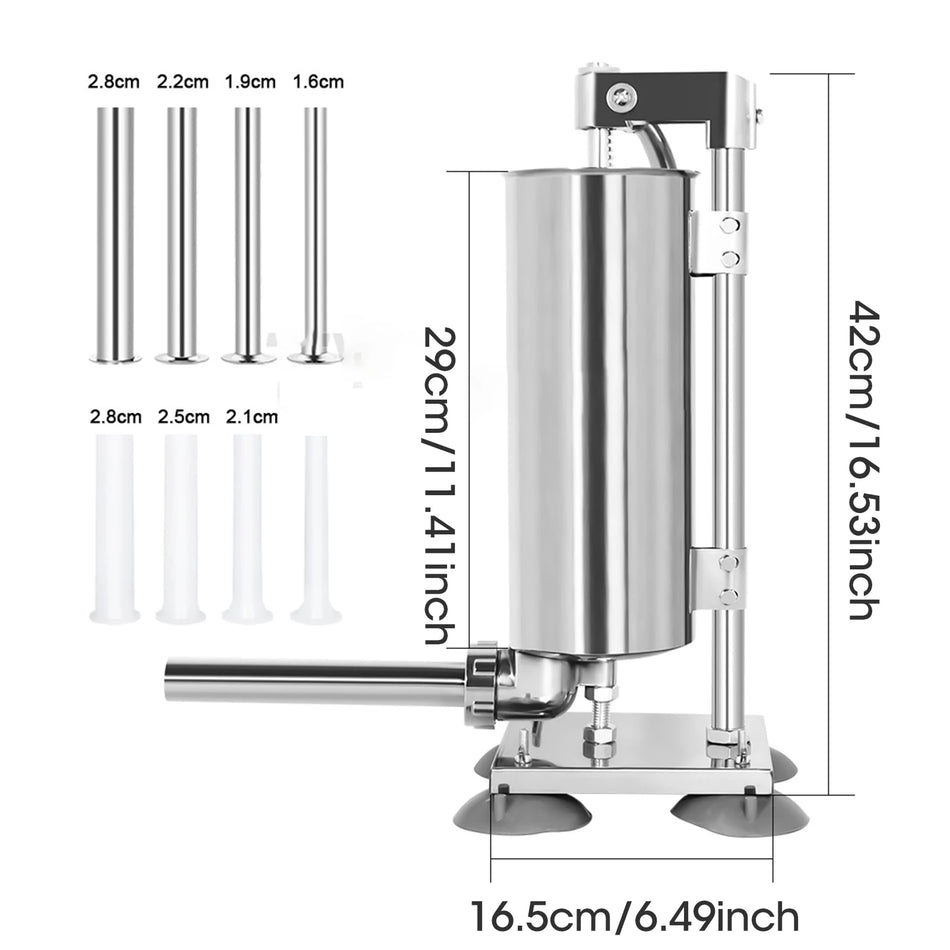 Embutidora de Salchichas de Acero Inoxidable de 3L con Manivela para Carne