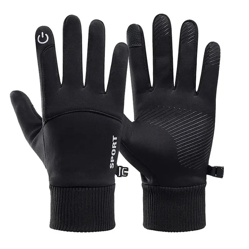Black Winter Fleece Gloves &ndash; Warm Waterproof Touchscreen Design Black / S/M