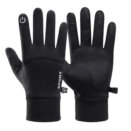 Black Winter Fleece Gloves &ndash; Warm Waterproof Touchscreen Design Black / S/M