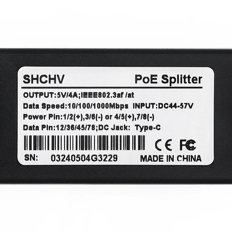 5V 4A PoE Splitter &ndash; High-Speed Gigabit Connectivity for Raspberry Pi 5