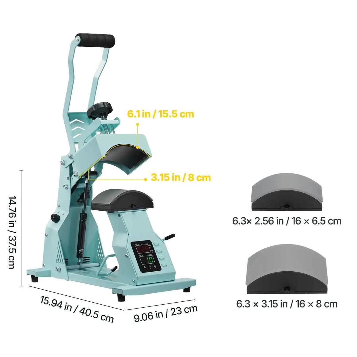 Hat Heat Press With Interchangeable Platens Green 2in1 / United States