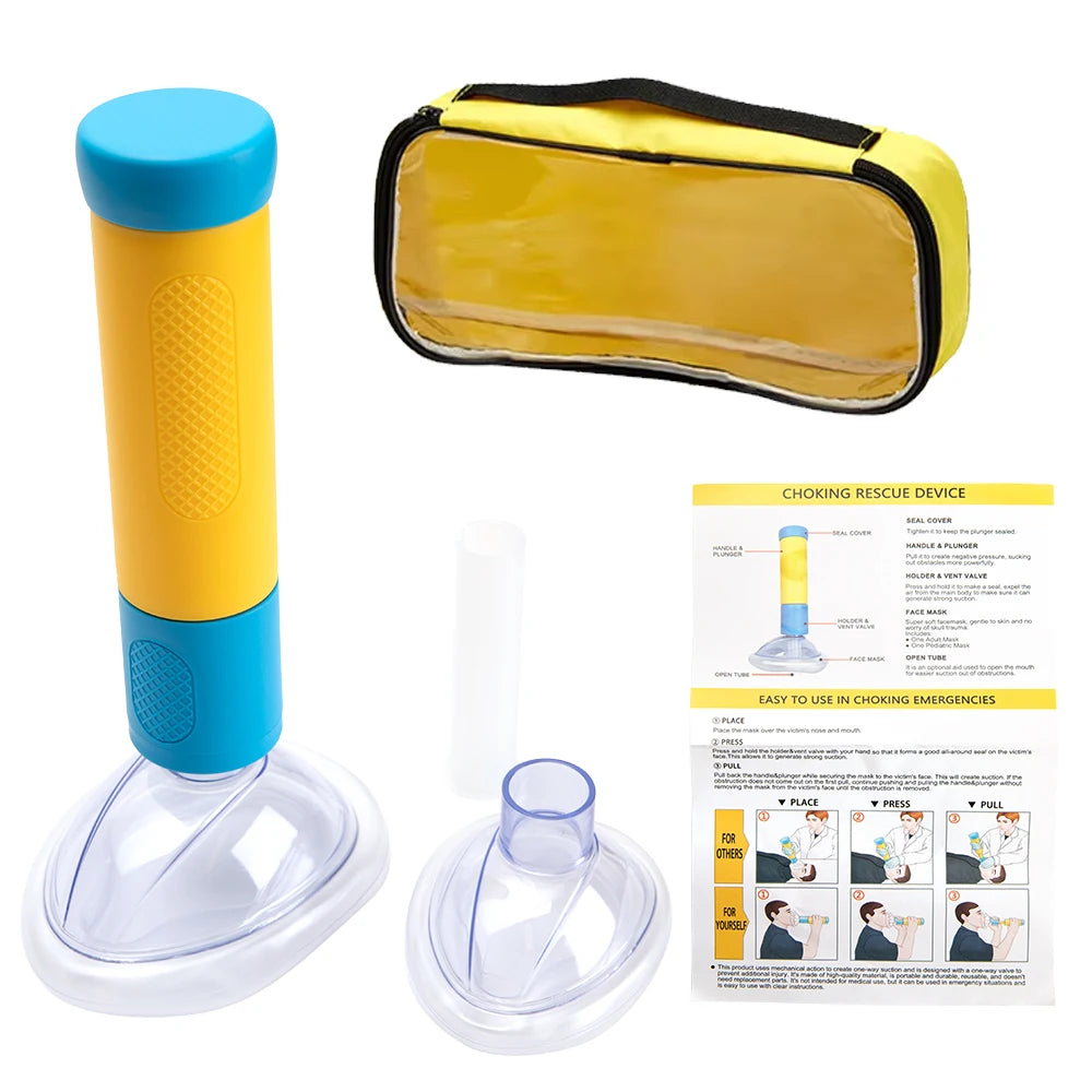Anti Choking Rescue Device Kit - CPR Training Mask Yellow--blue