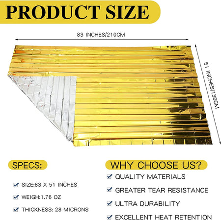 5-30Pc Emergency Gold-Sliver Blanket 130x210Cm &ndash; Waterproof