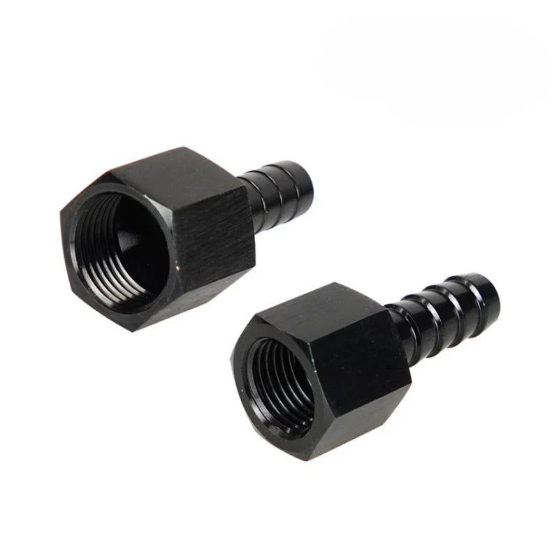 Aluminum AN8 To AN6 Female Hose Barb Adapter Black Anodized