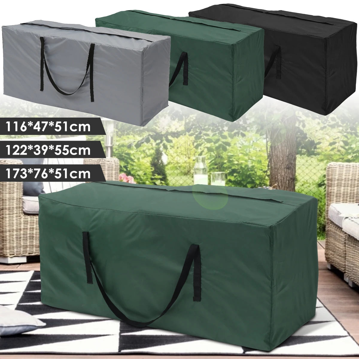 Large Capacity Waterproof Cushion Storage Bag - Outdoor Furniture Protection Cover