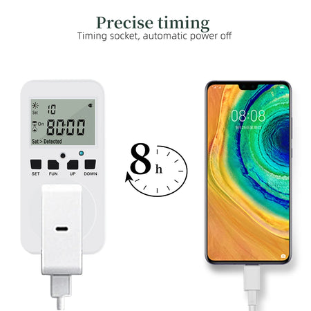 TM08 &ndash; Digital Timer Socket, Cycle Programmable Outlet