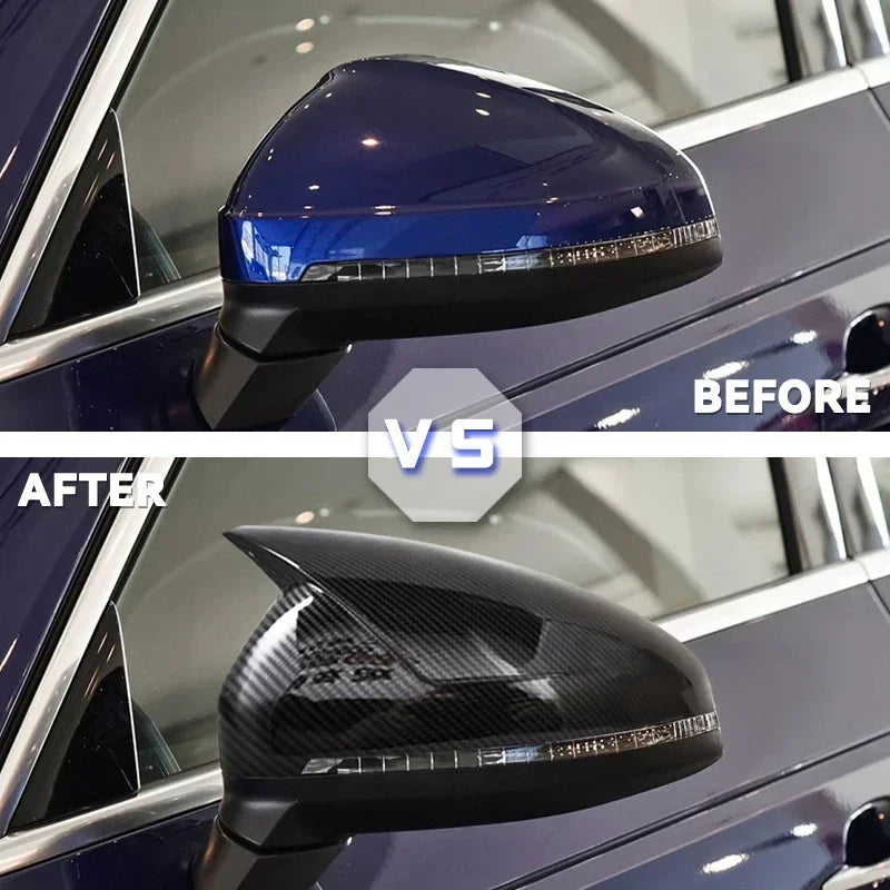 2x Anglies Pluošto Stiliaus Juodos Veidrodžių Dangteliai Audi A4 B9