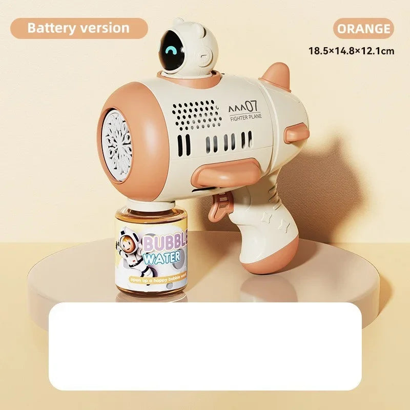 Spaceman Bubble Gun &ndash; Fully Automatic 12 Holes for Endless Fun Orange Battery