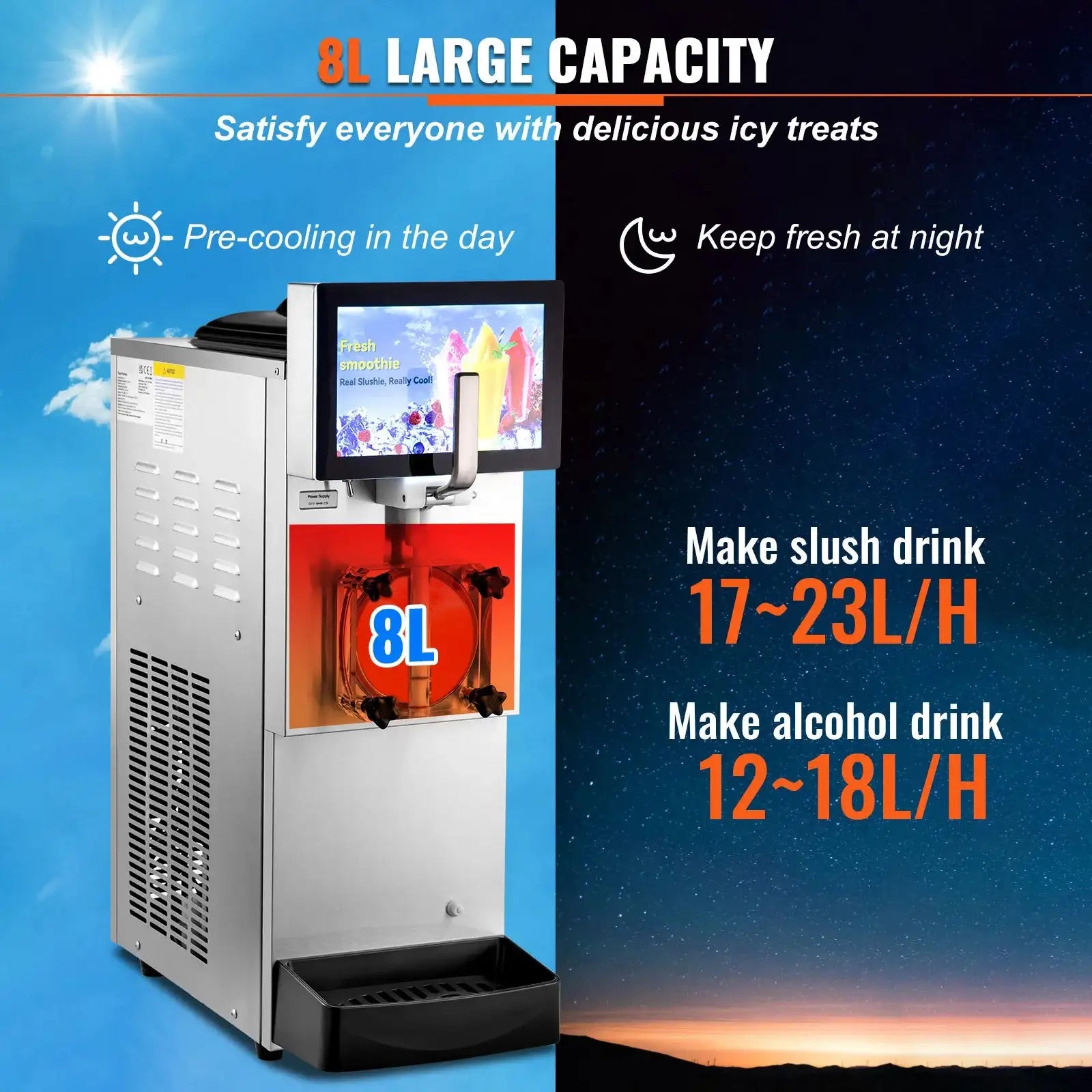 8L Slushy Margarita Machine With Digital Display