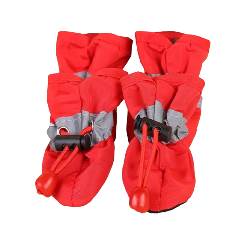Waterproof Anti-Slip Pet Dog Shoes - 4pcs Set for Small Cats &amp; Dogs Red / L