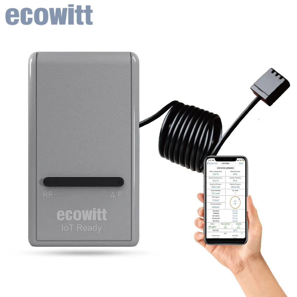 Ecowitt GW1200 Wi-Fi Hub Gateway with Built-in Thermometer, Hygrometer, and Barometric Pressure Sensor Europe 868MHz