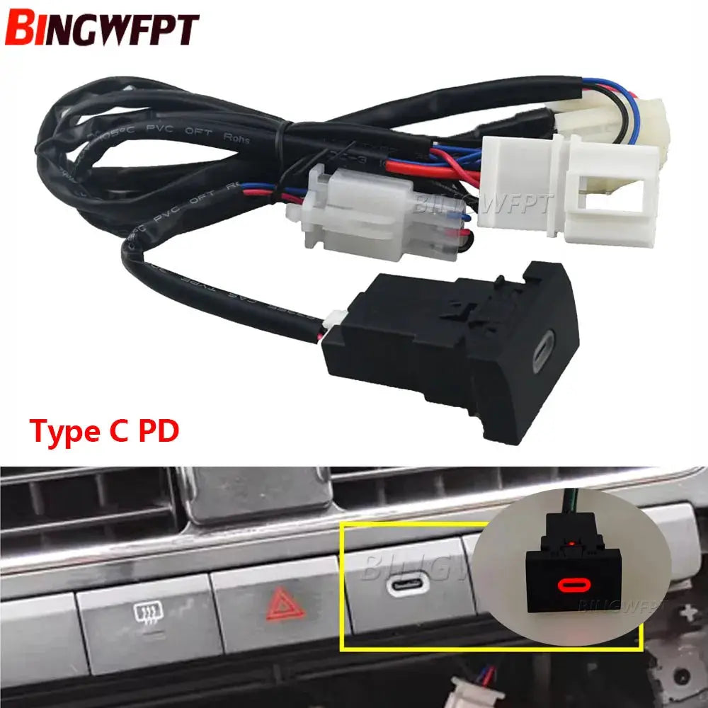 Car Dual Charger QC3.0 USB Interface Socket with Cable Phone Fast Charging Adapter Quick Charge Type C PD for VW Polo 2011-2013 by InterCyprus Trading Ltd