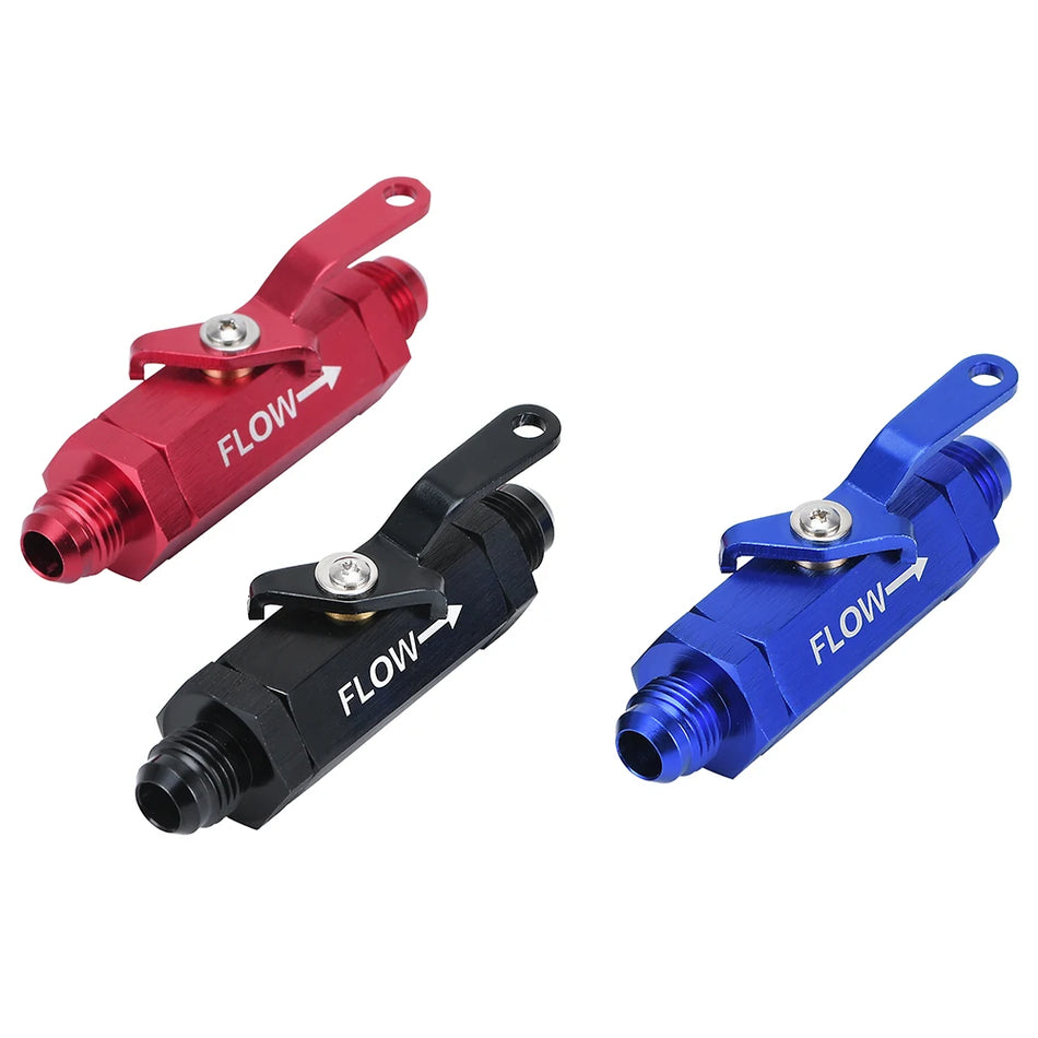 Valvola di chiusura del filtro carburante inline in alluminio PQY AN6 6AN con leva a cavo