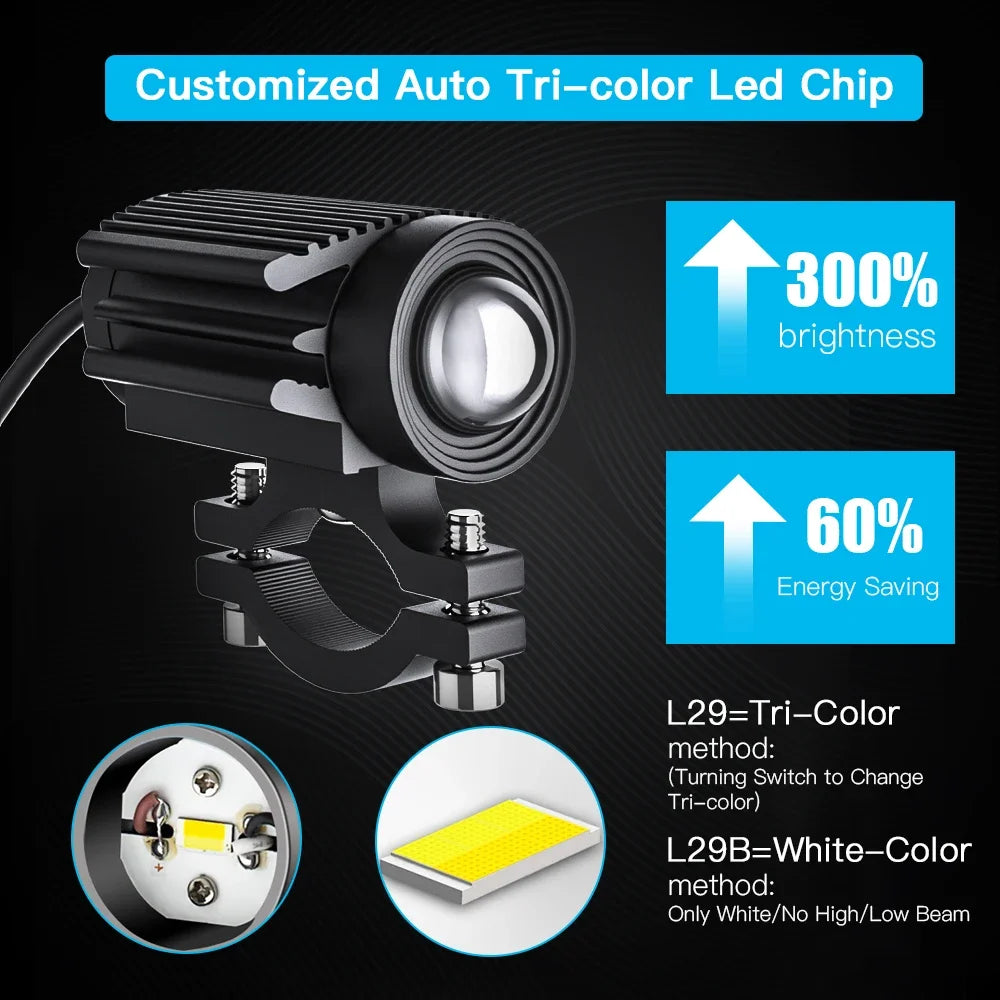 High-Intensity LED Motorcycle Fog Light with Adjustable Lens