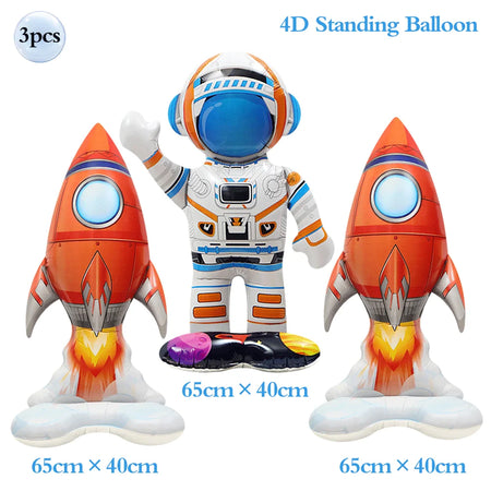 53inch 4D Inflatable Astronaut Foil Balloon - Outer Space Party Decoration 3pcs 1