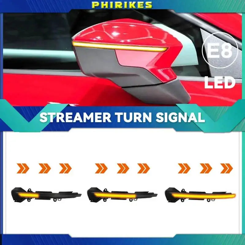 Smoked Black Yellow Streamer Turn Signal Mirrors For SEAT