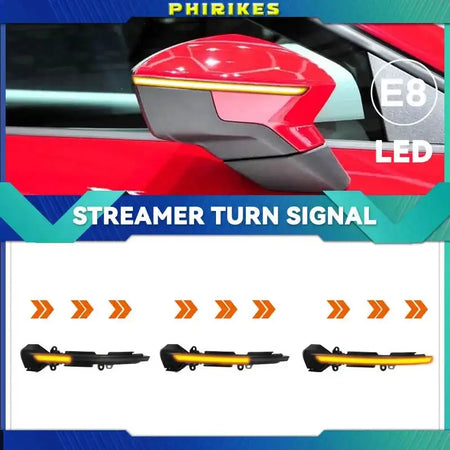 Smoked Black Yellow Streamer Turn Signal Mirrors For SEAT