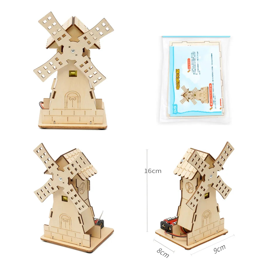 Kit de jucărie STEM pentru știință fizică model moară de vânt electric DIY