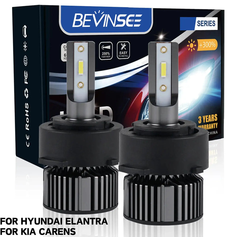 Bevinsee H7 LED Lamp 12V 6000K Geen Adapter Voor Elantra Carens
