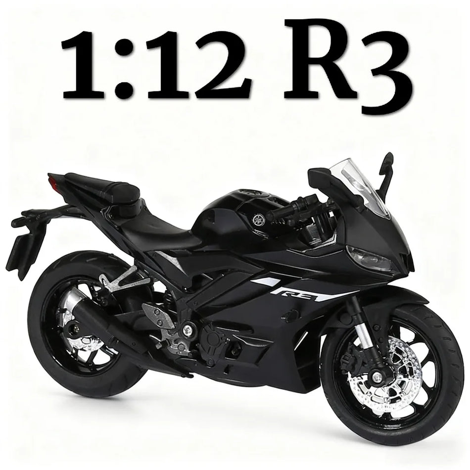 Model motocikla R3 V-REX v merilu 1:12 iz diecast materiala z aluminijastim ohišjem, pnevmatikami in zvokom.
