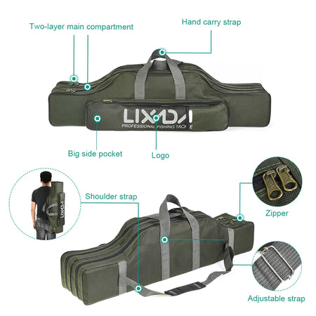 LIXADA Tackle Pack - Portable Folding Rod Bag Organizer