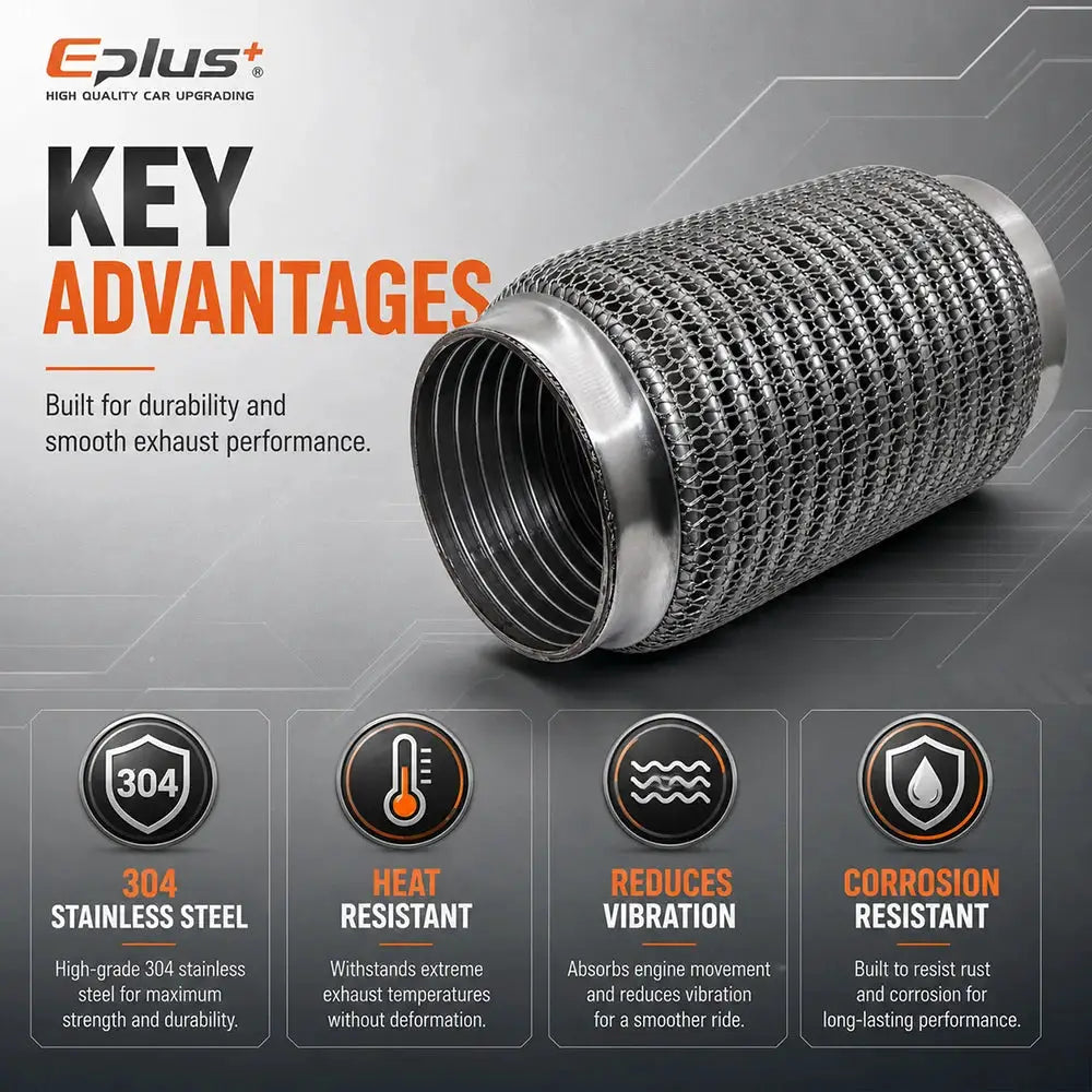 Universal Automotive Chain Link Mesh Exhaust Hose Stainless Steel Braided Flexible Bellows for Car Exhaust System Replacement by InterCyprus Trading Ltd