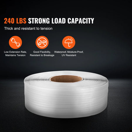 SucceBuy 9900ft White Strapping Roll - Ultra Long Length