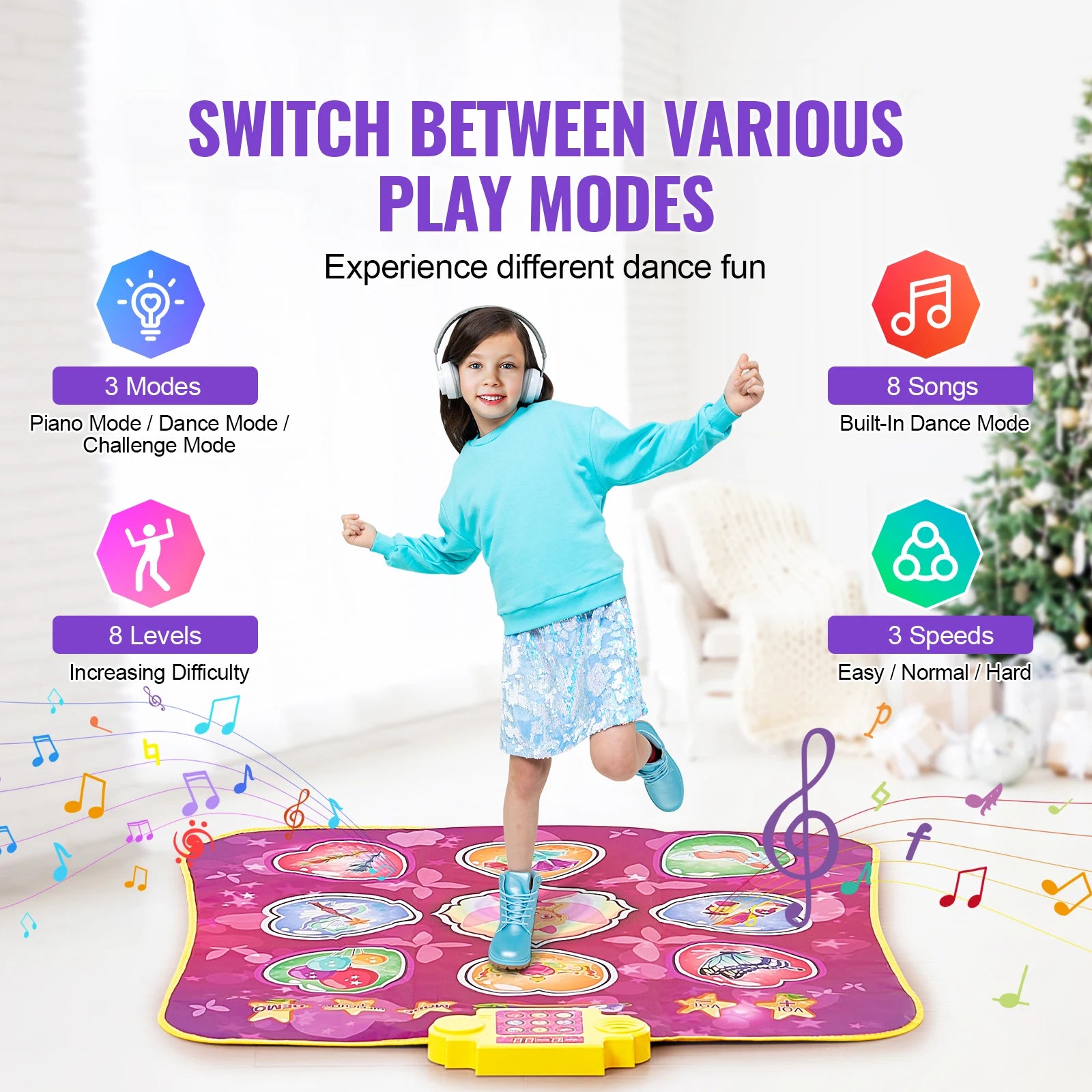 SucceBuy Kids Dance Mat &ndash; Three Modes Eight Levels Fun