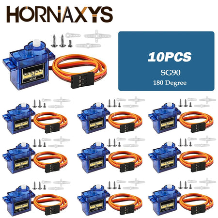SG90 9G Micro Digital Servo Motor &ndash; Precision Control with 180/360 Degree Rotation 10PCS-180 Degree