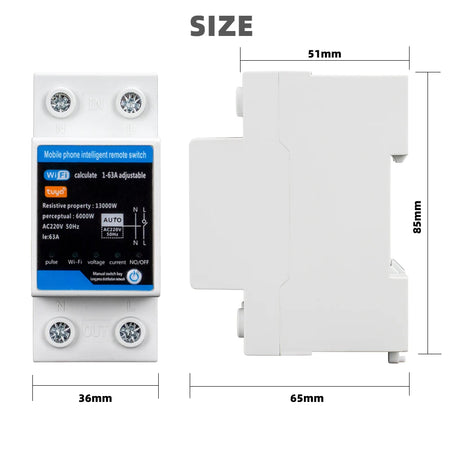 RMshebei 2P Tuya WiFi Smart Circuit Breaker 63A with Over/Under Voltage Protection
